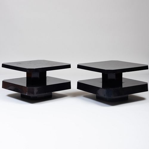 TWO MODERN EBONIZED PLASTIC TWO TIER 3ba2e8