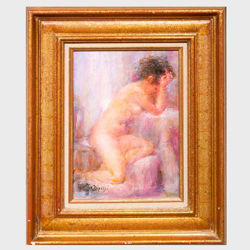 FRENCH SCHOOL: SEATED NUDEOil on