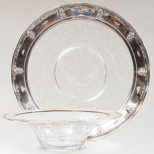 TWO AMERICAN SILVER MOUNTED GLASS