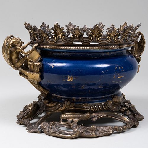 CHINESE GILT-DECORATED COBALT GROUND