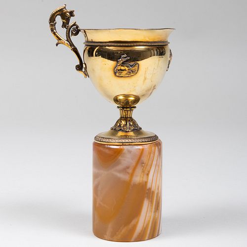 FRENCH EMPIRE SILVER GILT CUP ON