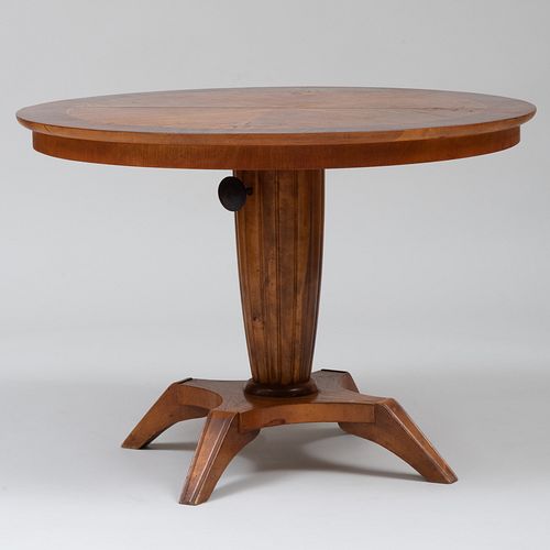 MODERN CIRCULAR OAK AND MAHOGANY