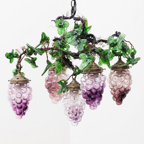 BLACK PAINTED METAL AND GLASS GRAPE