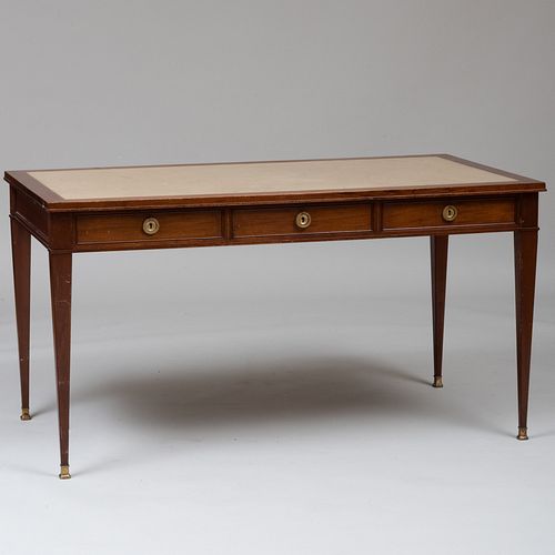 MODERN MAHOGANY WRITING TABLE INSET