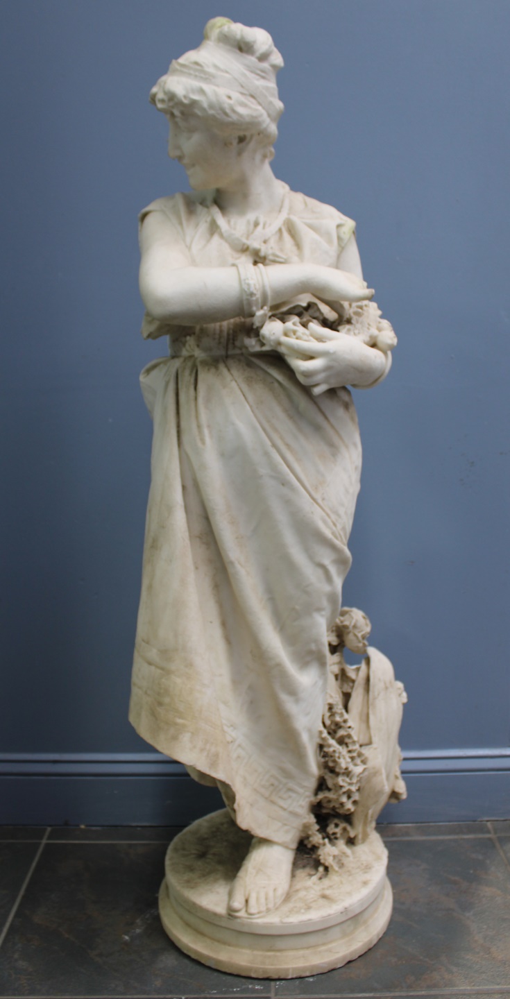 A LARGE MARBLE SCULPTURE OF A YOUNG 3ba3fc