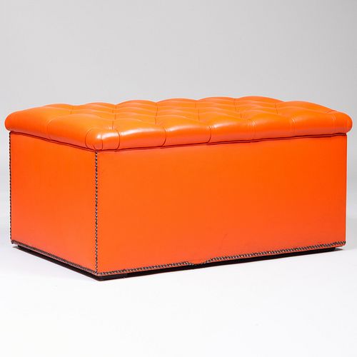 TUFTED OTTOMAN IN BURNT ORANGE