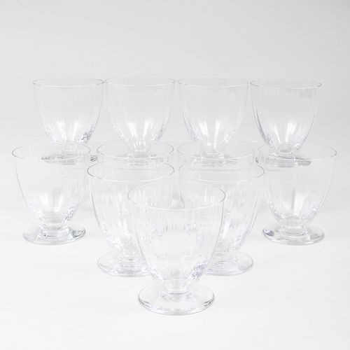 SET OF ELEVEN BACCARAT FOOTED GLASSESAcid