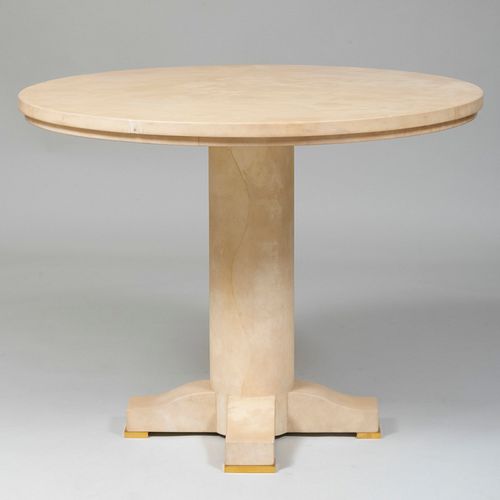 GOATSKIN COVERED TABLE, IN THE