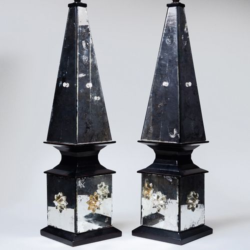 PAIR OF MIRRORED TABLE LAMPS, ATTRIBUTED