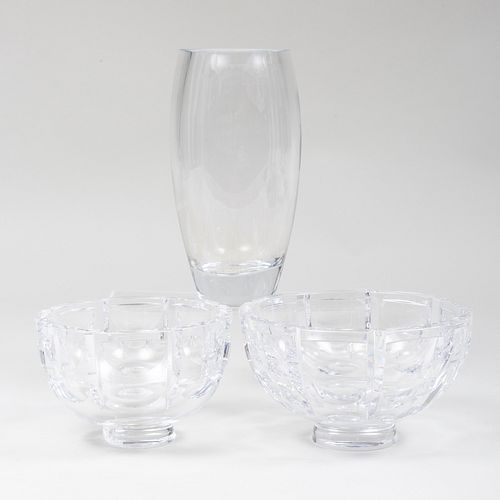 TWO ORREFORS GLASS BOWLS AND A 3ba50d