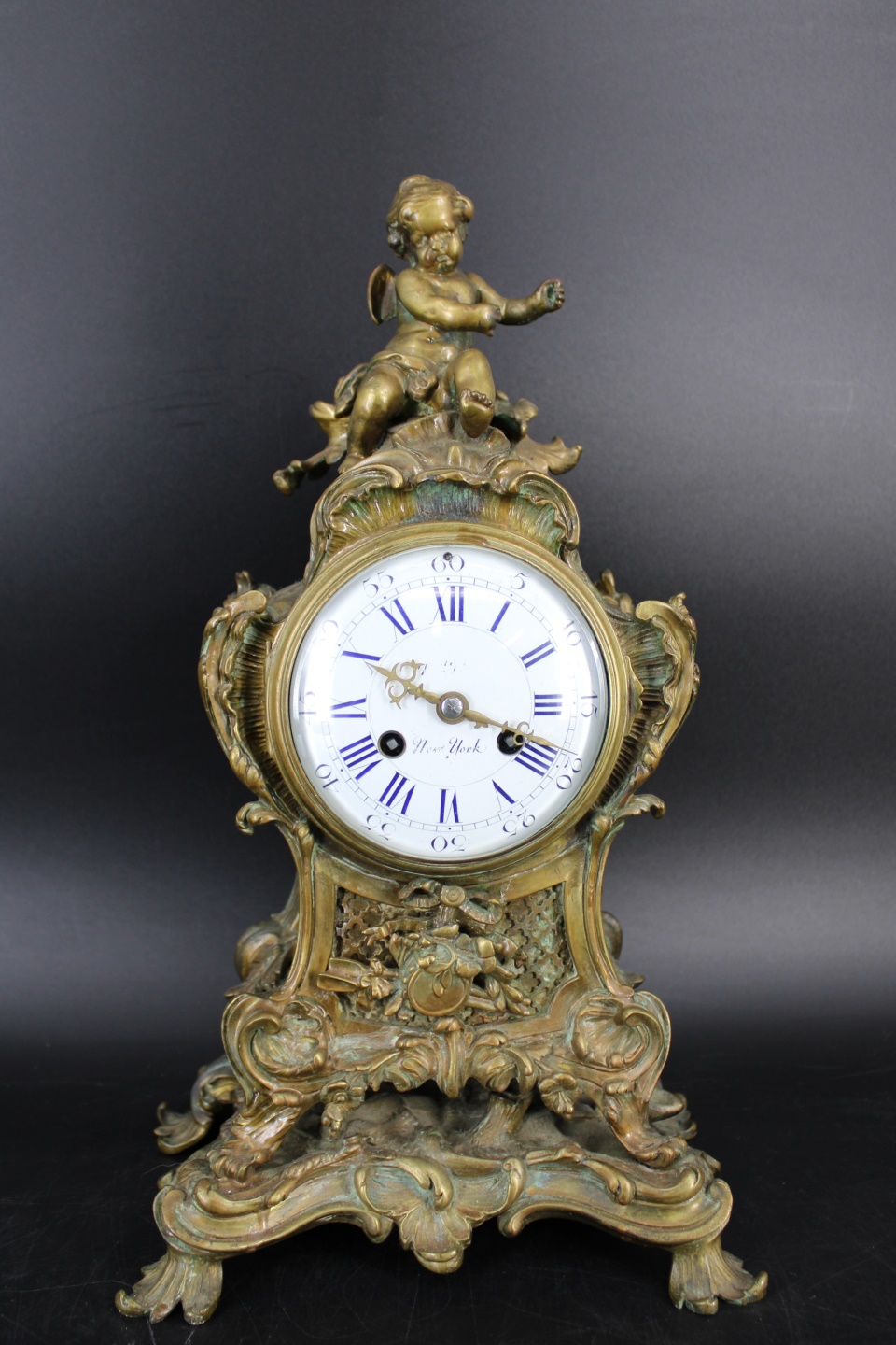 TIFFANY SIGNED BRONZE CLOCK WITH 3ba50f