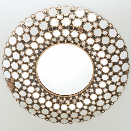 GILT-METAL CIRCULAR MIRROR, OF