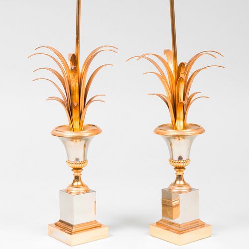 PAIR OF GILT-METAL 'VASE ROSEAUX'