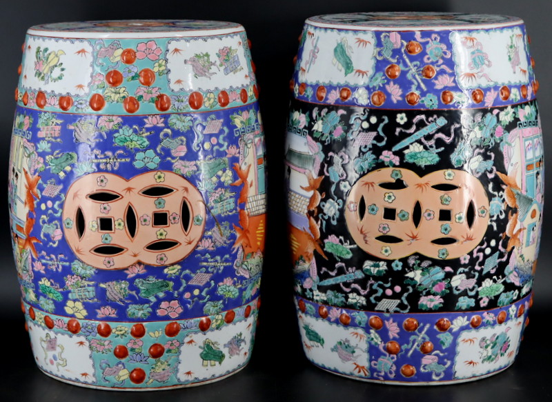 PAIR OF CHINESE ENAMEL DECORATED