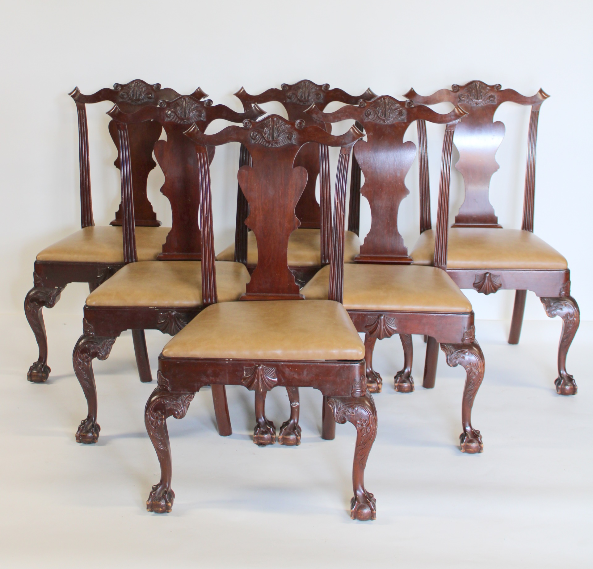 6 ANTIQUE CHIPPENDALE STYLE MAHOGANY