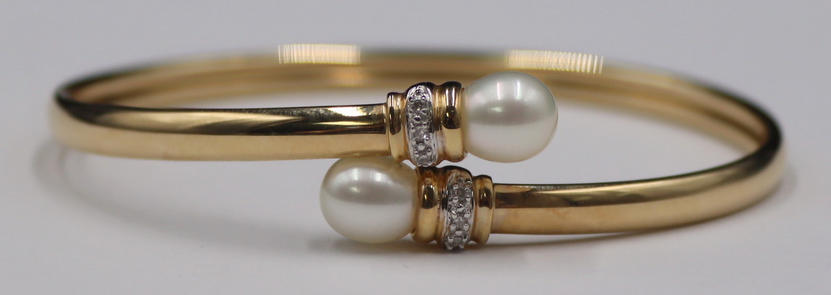 JEWELRY 14KT GOLD PEARL AND DIAMOND 3ba638
