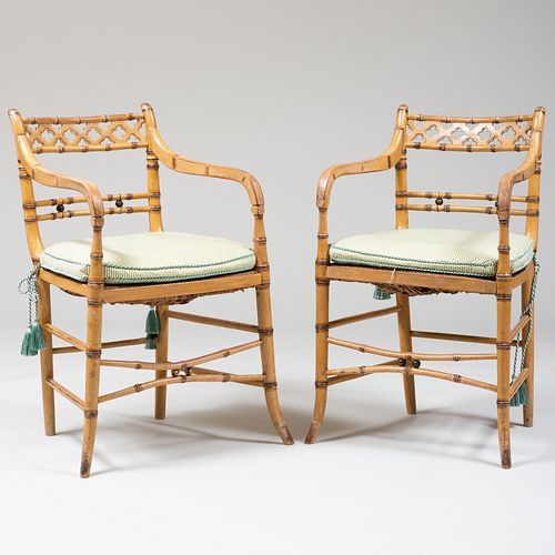 PAIR OF REGENCY STYLE FAUX BAMBOO