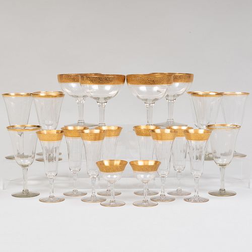 SET OF GILT DECORATED STEMWARE  3ba71d