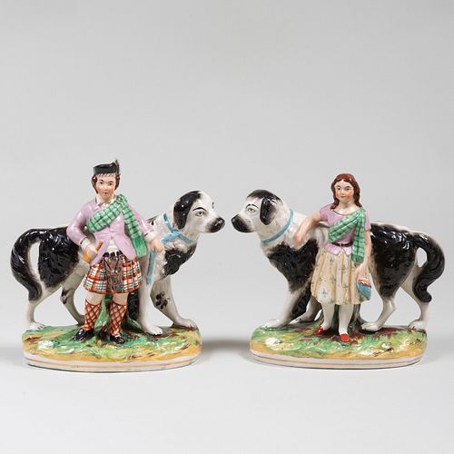 PAIR OF STAFFORDSHIRE POTTERY FIGURES 3ba727