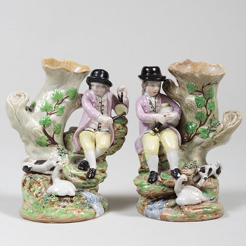 PAIR OF ENGLISH PEARL GLAZED POTTERY