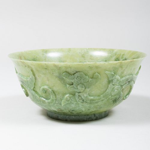 CHINESE ARCHAISTIC GREEN HARDSTONE