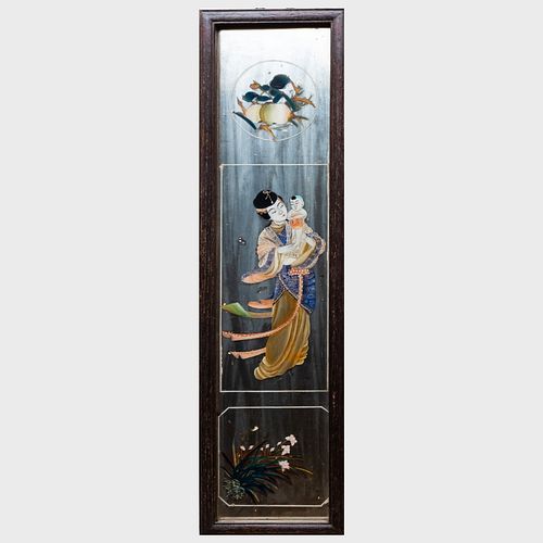 PAIR OF CHINESE REVERSE PAINTED GLASS