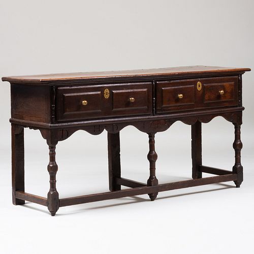 WILLIAM AND MARY STYLE OAK DRESSER 3ba7b7