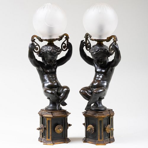 PAIR OF PATINATED BRONZE ART NOUVEAU 3ba7be