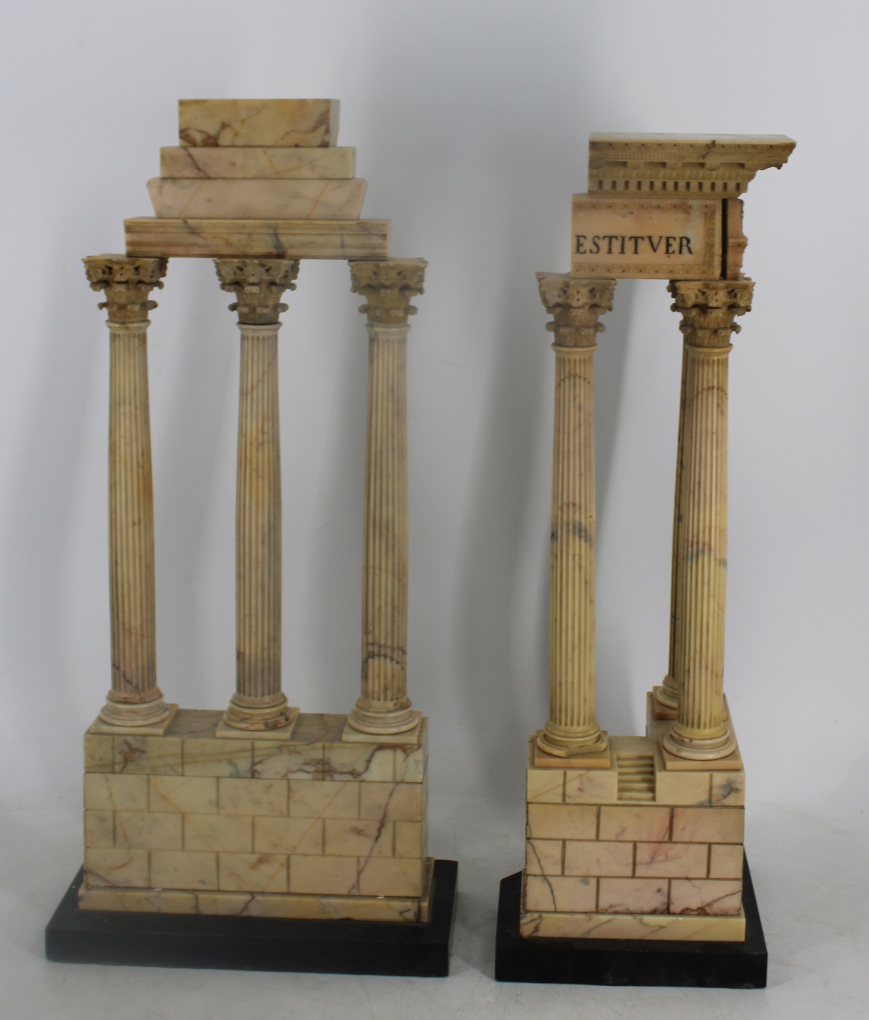 2 GRAND TOUR MARBLE MODELS OF RUINS