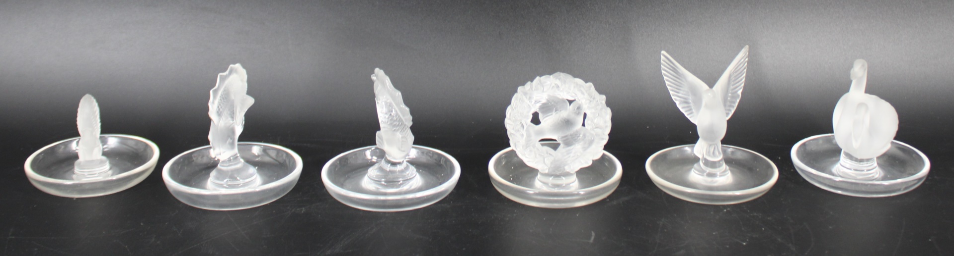 6 LALIQUE FRANCE GLASS FIGURAL 3ba8bb