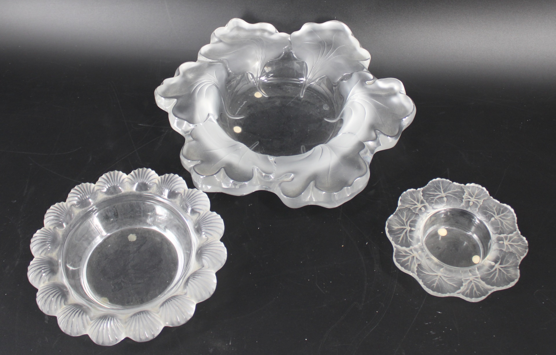 LALIQUE FRANCE LOT OF 3 GLASS "CAPUCINES"