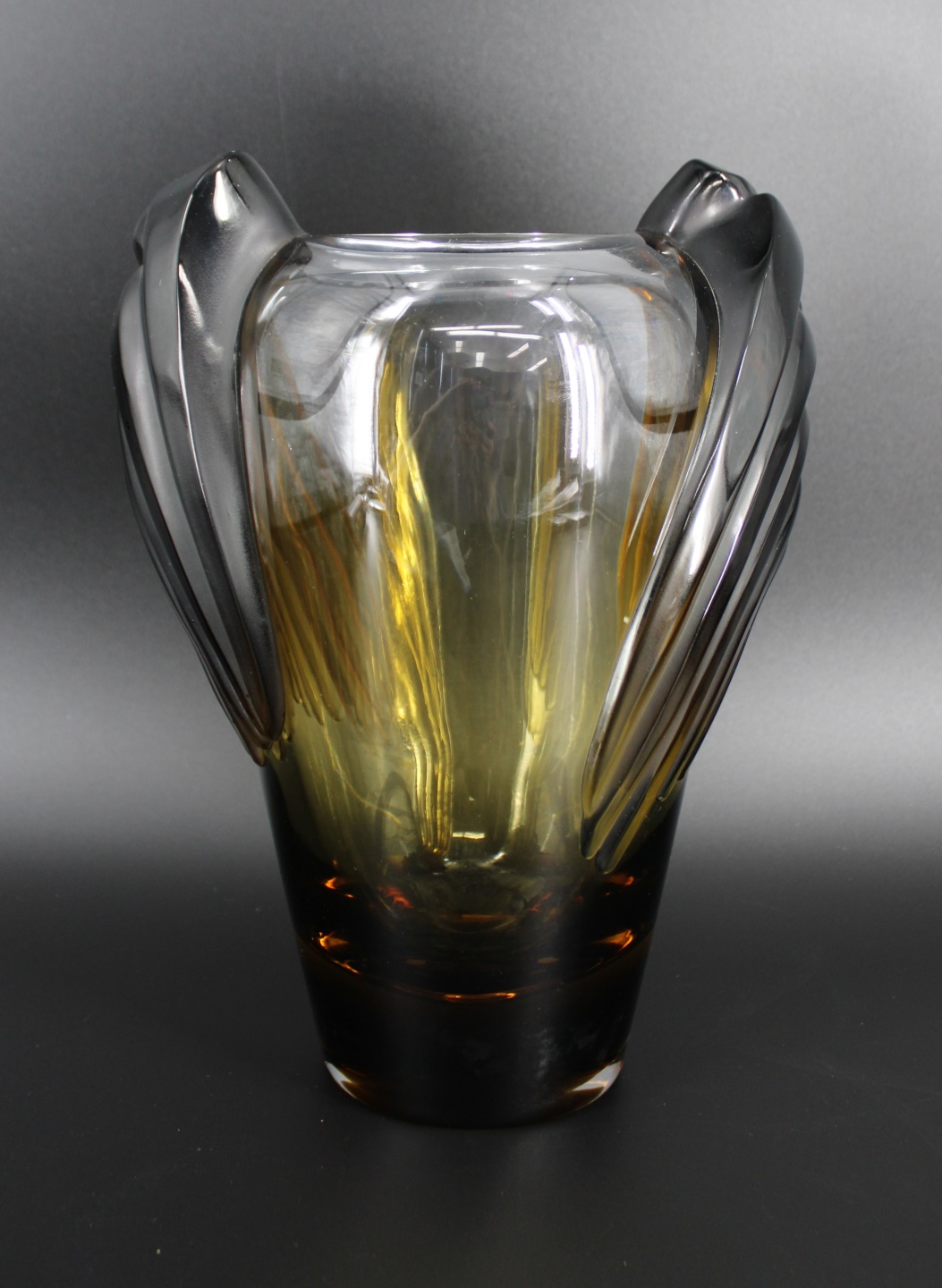 LALIQUE FRANCE AMBER TO CLEAR GLASS