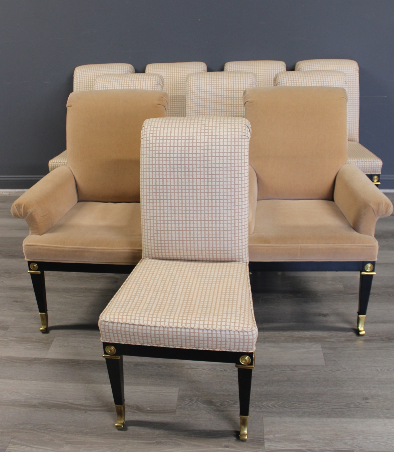 10 MASTERCRAFT REGENCY STYLE UPHOLSTERED