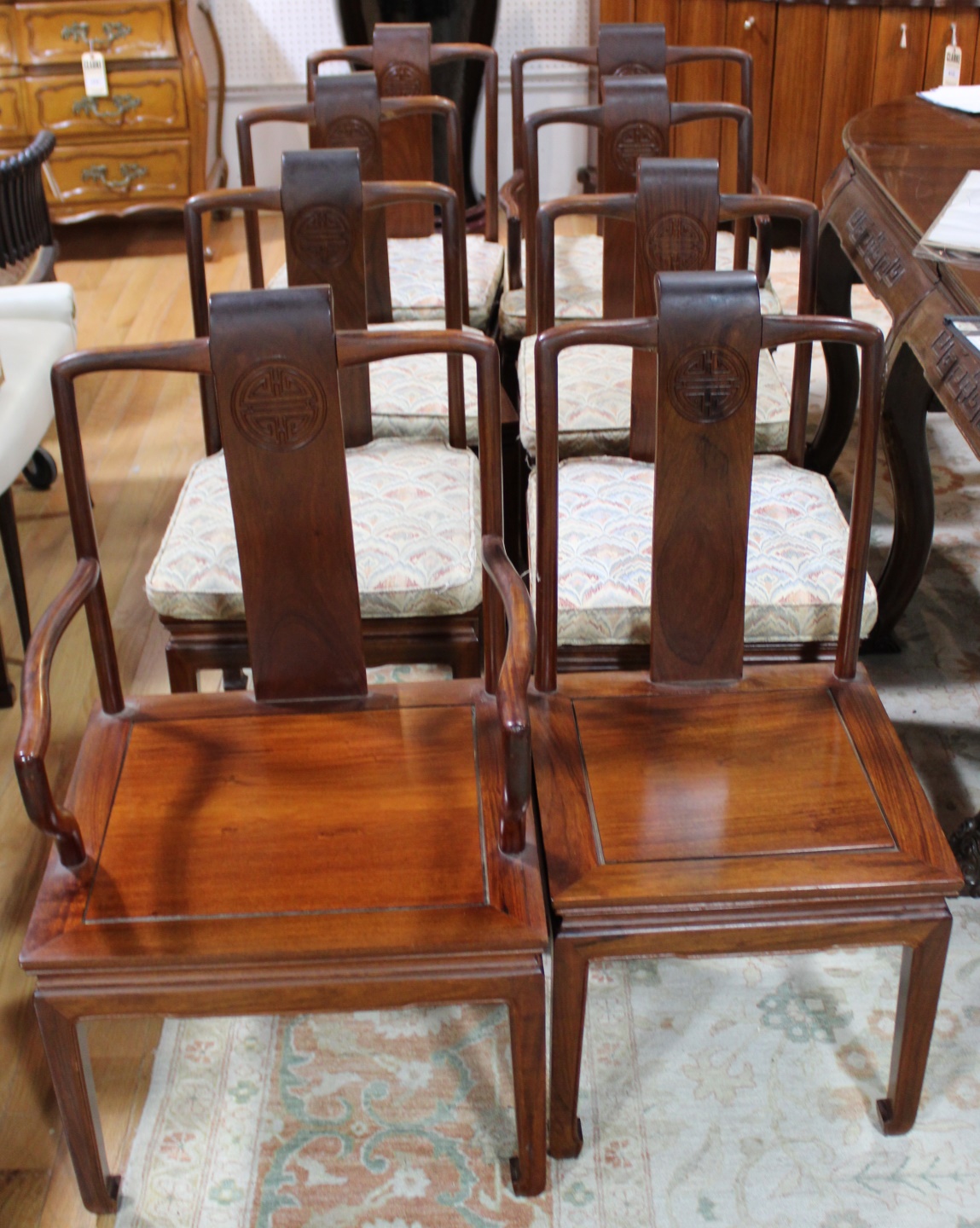8 ANTIQUE CHINESE HARDWOOD CHAIRS  3ba965
