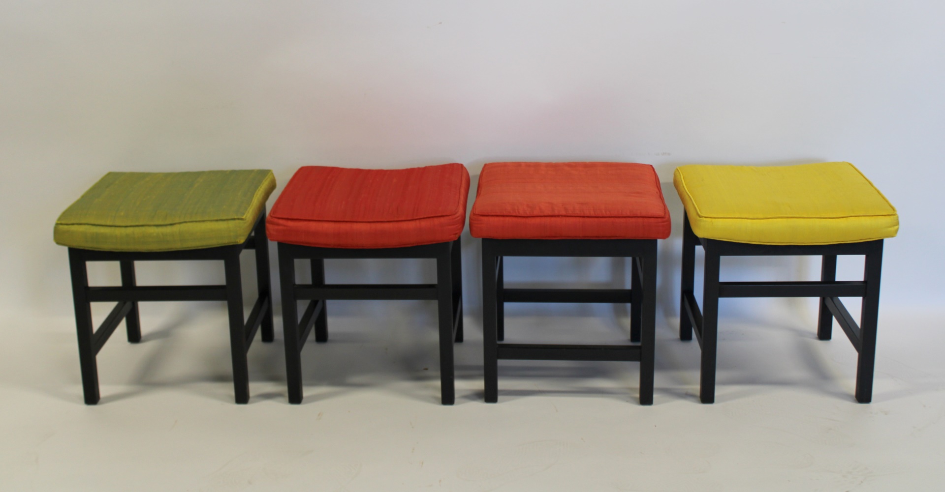 4 MIDCENTURY EBONIZED UPHOLSTERED