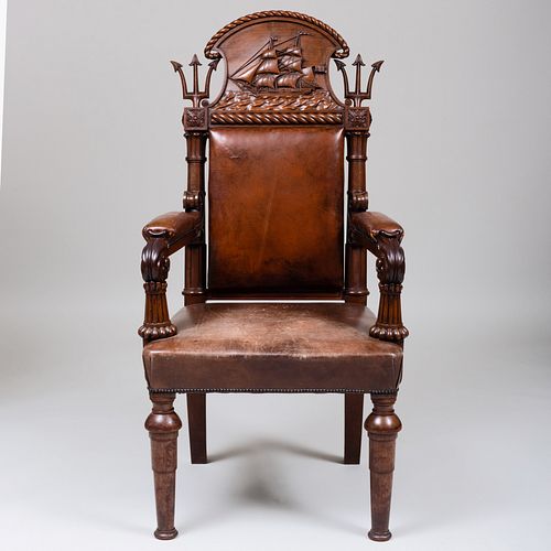 LARGE LATE REGENCY CARVED MAHOGANY 3b8266