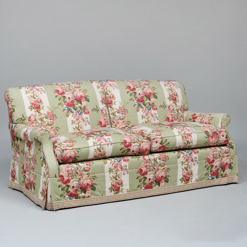 FLORAL LINEN TWO SEAT SOFAWith