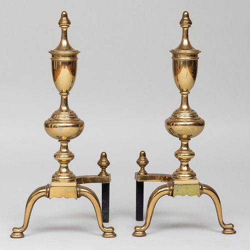 PAIR OF TALL FEDERAL STYLE BRASS 3b82be