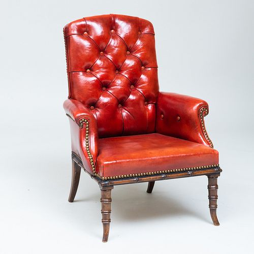 LATE REGENCY MAHOGANY AND TUFTED 3b82e7