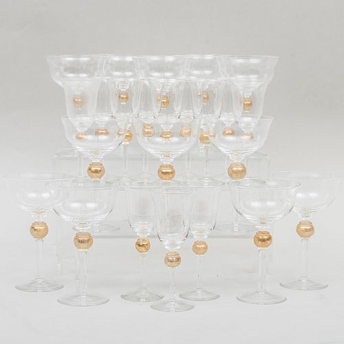 ITALIAN GILT DECORATED STEMWARE