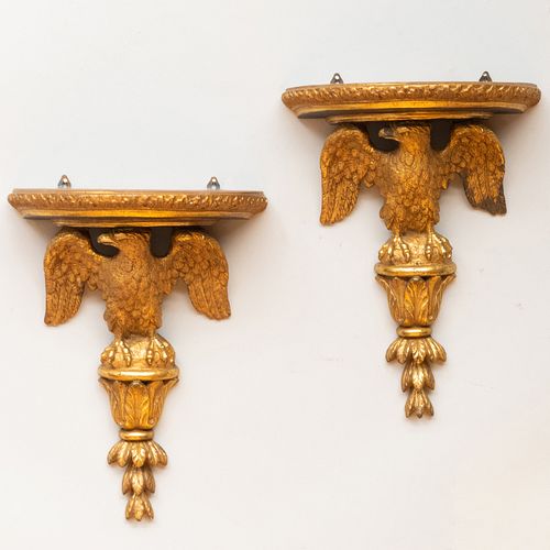 TWO PAIRS OF GILTWOOD BRACKETS,