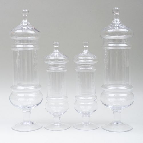 SET OF FOUR POLISH GLASS APOTHECARY