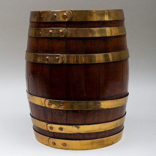 ENGLISH BRASS BOUND MAHOGANY BARREL16 3b835e