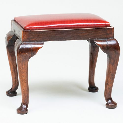 GEORGE III CARVED OAK STOOLFitted