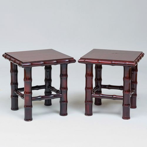 PAIR OF MODERN PAINTED FAUX BAMBOO