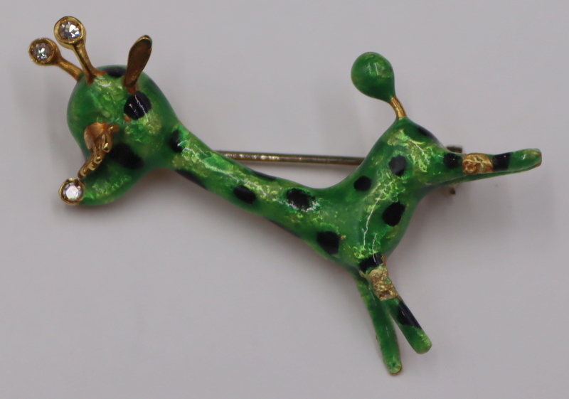 JEWELRY. 18KT GOLD, ENAMEL AND