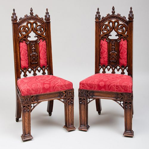 PAIR OF ENGLISH NEO GOTHIC CARVED 3b8456