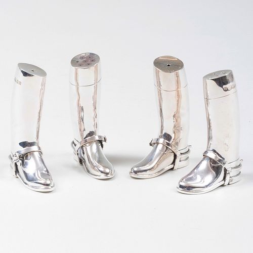 TWO PAIR OF ENGLISH SILVER BOOT