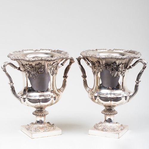 PAIR OF ENGLISH SILVER PLATE WINE