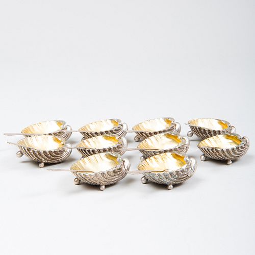 SET OF TEN ITALIAN SILVER SHELL